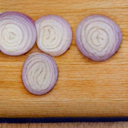 a peeled and sliced onion.