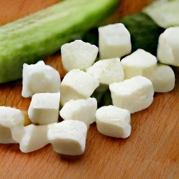 diced cucumbers and feta cheese.