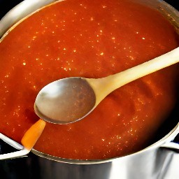 a pot of tomato sauce.