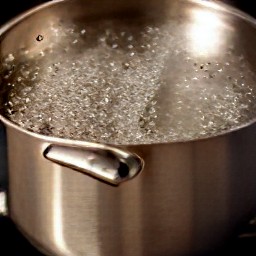 boiled water with salt and zucchini.