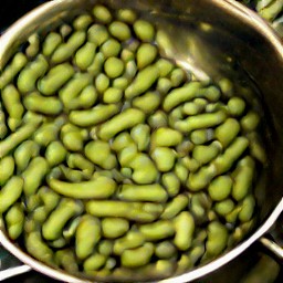 a pot of boiled beans.