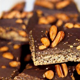 the chocolate nut mixture is cut into squares.