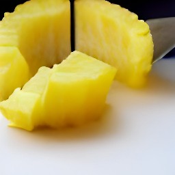 a peeled and chopped pineapple.