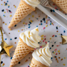 

Deliciously sweet and nut-free, these ice cream cone cupcakes make a perfect kids' dessert. They're made with yellow cake mix, eggs, vegetable oil, whole milk and topped with frosting for a fun treat!