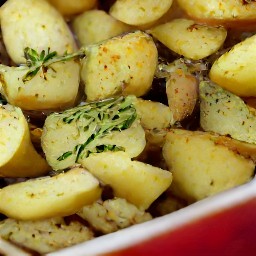 a dish of baked potatoes that are cooked to the desired level of tenderness.