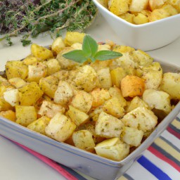 

Deliciously roasted red potatoes with oregano, a vegan Mediterranean-inspired side dish of olive oil and herbs. Gluten-free, egg-free, nut-free, soy free and lactose free.