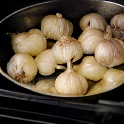 baked garlic and pearl onions.
