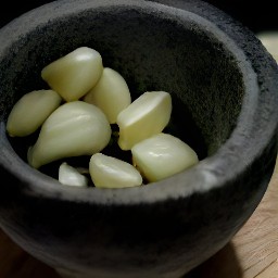 a paste made from the crushed garlic.