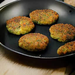 four to five cooked veggie patties.