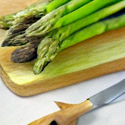 trimmed asparagus, peeled and minced garlic.