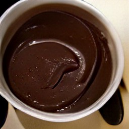 a bowl of melted dark chocolate and butter.
