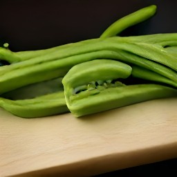 the green beans cut in half.