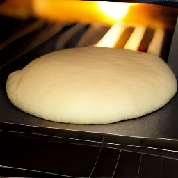 a baking sheet with 10 cookies on it placed in the oven for 10 minutes.