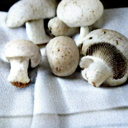 clean white mushrooms and portobello mushrooms.