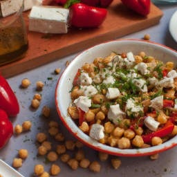 

This tasty, gluten-free Asian side dish is a light and refreshing blend of chickpeas, red bell peppers and feta cheese dressed in an aromatic cumin vinaigrette.