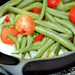 a sauté of green beans and cherry tomatoes.