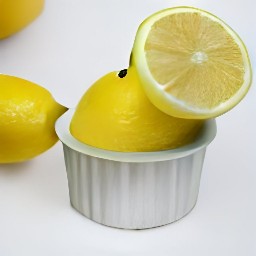 the lemon halves are squeezed and the juice comes out.