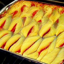 a dish of baked stuffed pasta shells.
