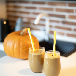
A creamy, nut-free vegan pumpkin smoothie made with bananas and soymilk--perfect for people with dietary restrictions!