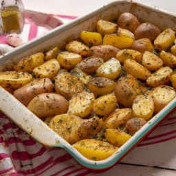 

Delicious Greek Baked Potatoes are a vegan, gluten-free, eggs-free, nuts-free, soy-free and lactose free lunch dish perfect for those following a restrictive diet.