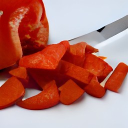 chopped red bell peppers.