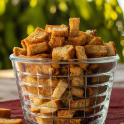 

Crunchy, savory croutons are a delicious and versatile side dish, snack or bread accompaniment that is eggs-free, nuts-free and soy-free.