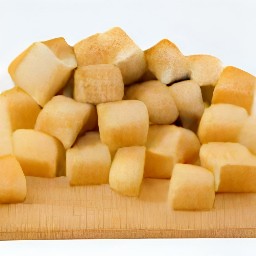 the bread cut into cubes.