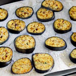 the baking sheet with the eggplants is put back in the oven for 6 more minutes.