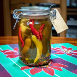 

Vegan, gluten-free, eggs-free, nuts-free, soy-free and lactose free pickled garlic with hot pepper is a delicious snack or side dish that packs a punch of flavor with garlic and red bell peppers in white vinegar.