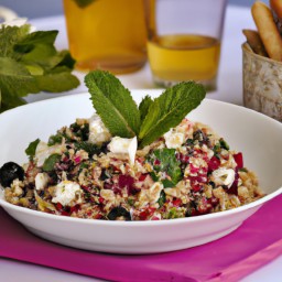 
A light and healthy egg-free Moroccan salad made with bulgur, oranges, walnuts, beets and feta cheese - a delicious mix of minty flavours!