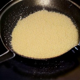 the pan greased with vegetable oil and dusted with couscous.