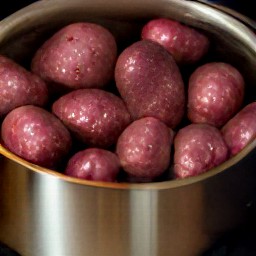 boiled water with red potatoes cooked in it for 20 minutes.