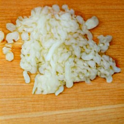 a peeled and chopped onion.