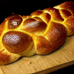 the challah bread is taken out of the oven.
