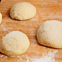 three long strands of dough braided together.