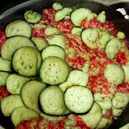 a dish of cooked vegetables.