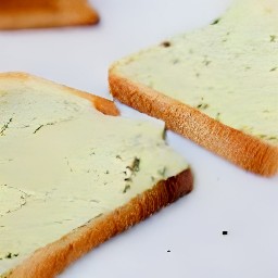 bread slices that are brushed with the butter mixture.