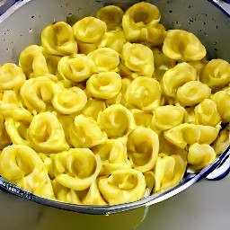 the pasta drained of water.