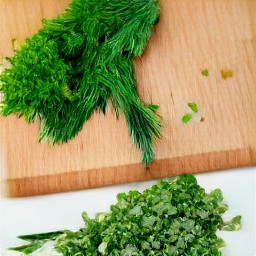 chopped parsley and dill.
