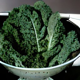 kale that has been rinsed and drained in a colander.