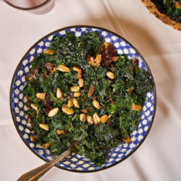 

This vegan, gluten-free, eggs-free, soy-free and lactose-free European side dish or appetizer is a delicious combination of pine nuts, kale and raisins.