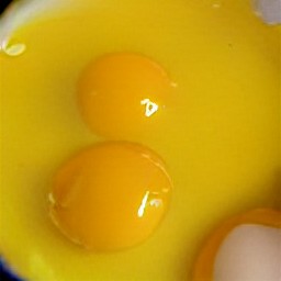 cracked eggs in a bowl.