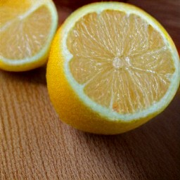 the lemon is cut in half.