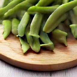 peeled garlic and cut green beans.