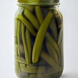 the pickled green beans are cooked on medium heat for 15 minutes. then, the heat is turned off and the pickled green beans are transferred back to the jar.