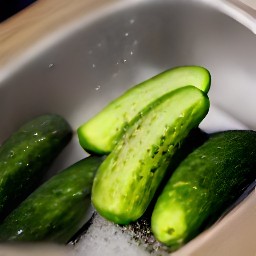 cucumbers that are rinsed and drained.