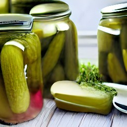 four quart jars of brine, with a half-inch headspace.
