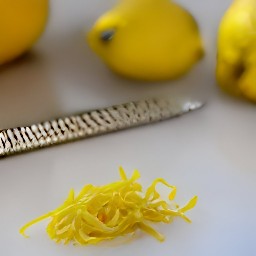 the zester will remove the lemon's outermost layer, known as the zest, in long, thin strips.