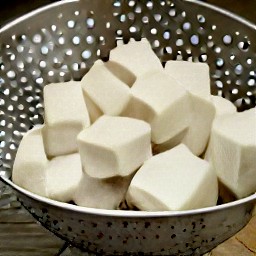 the tofu rinsed and drained in a colander.