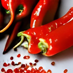 the output is a red chili pepper that has been halved and had its seeds removed.